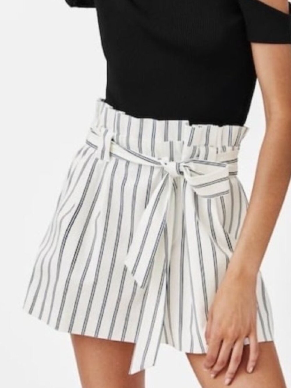 NEW Zara Striped Paper Bag Shorts XS